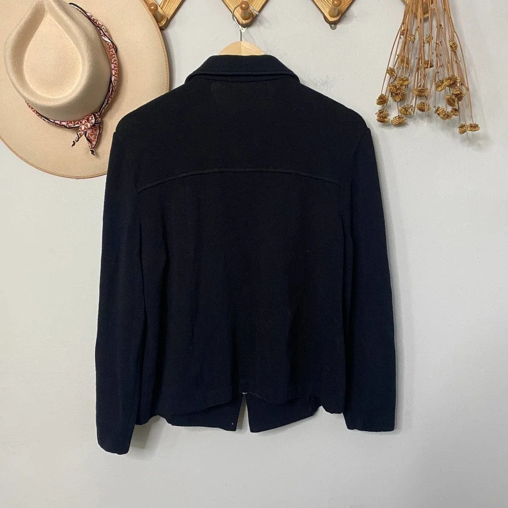 St. John Black Knit Full Zip Chest Pocket Sweater Jacket - Picture 4 of 4